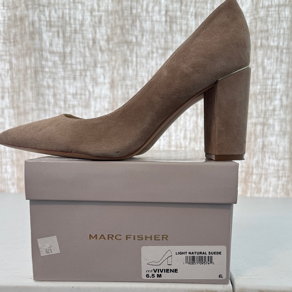 Marc Fisher Light Natural Suede Heels